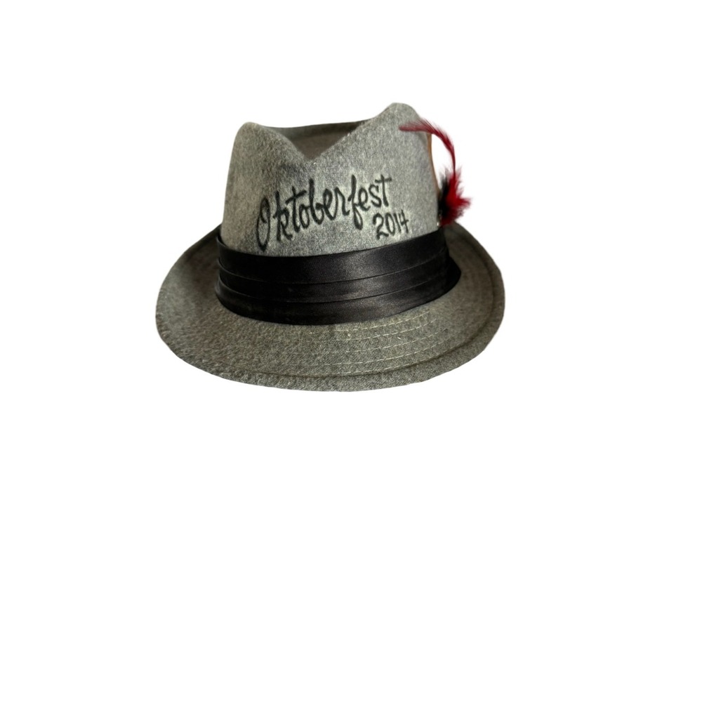 German Headwear Octoberfest Tyrolean Hat Mens Medium Heather Gray Red Feather